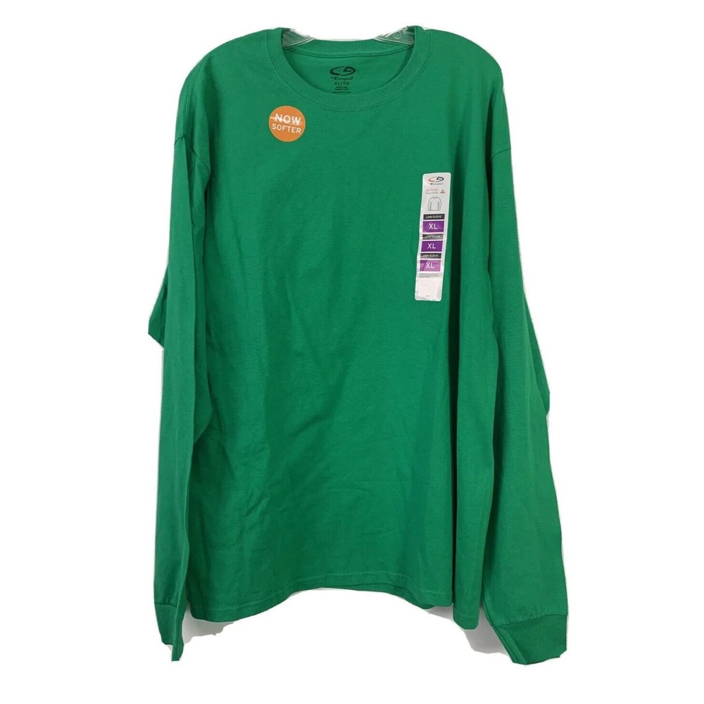 Champion Active Performance Top T-Shirt Long Sleeve Crewneck 100% Cotton XL